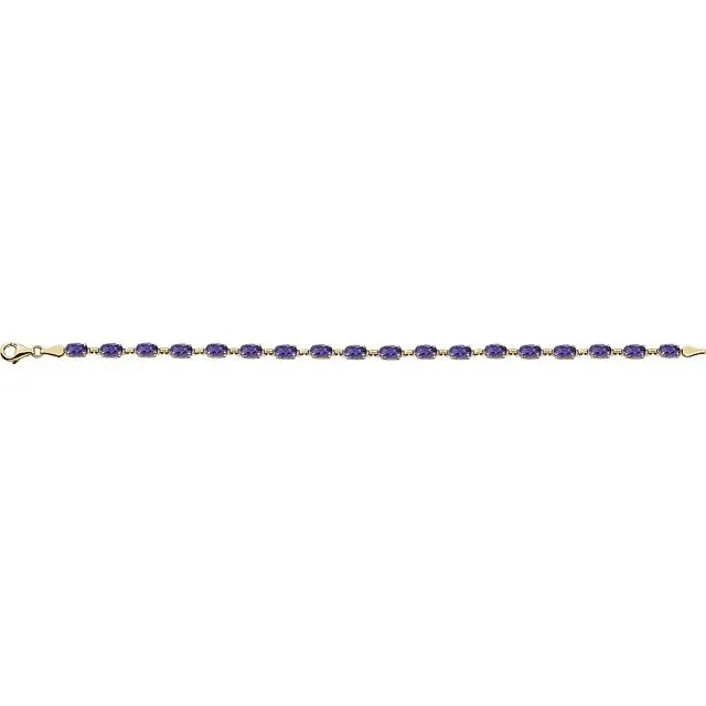 14K Yellow Amethyst 7.25" Bracelet