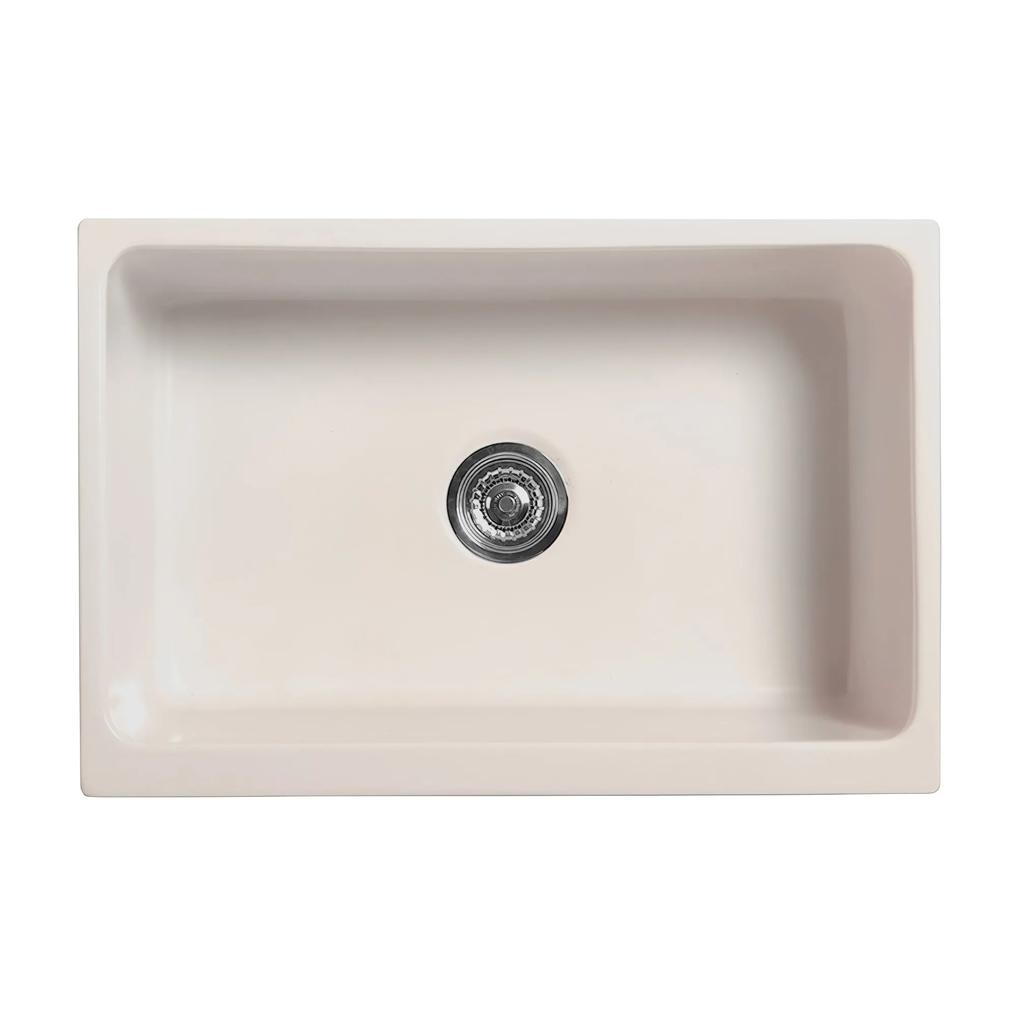 30" Reversible Single Bowl Fireclay Kitchen Sink: 2½" lip, beveled front apron