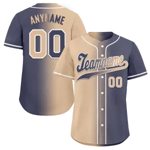Custom Beige Blue Gradient Fashion Personalized Authentic Baseball Jersey BSBJ01-D0a7080