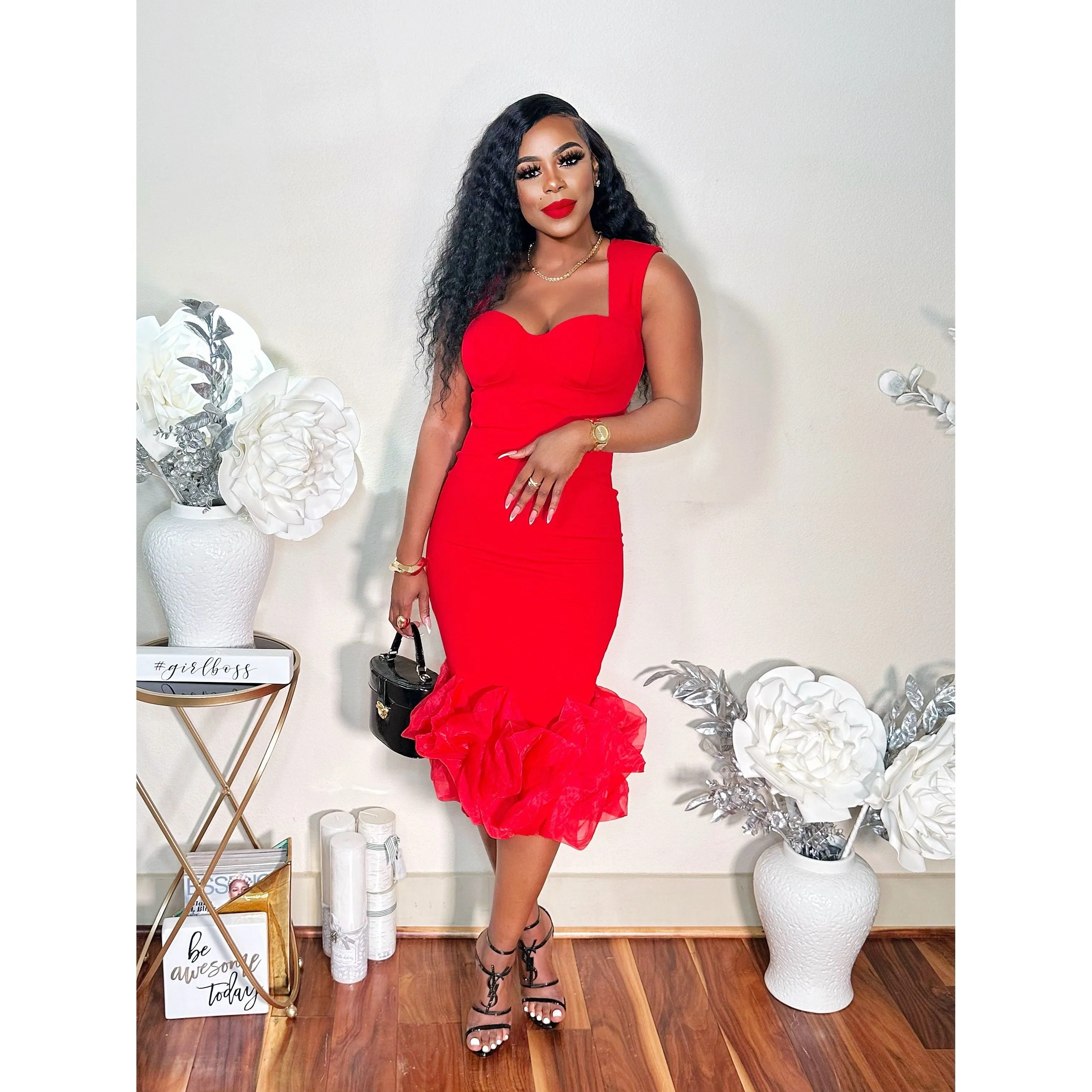 DATE WITH MY LOVE MIDI DRESS (RED)