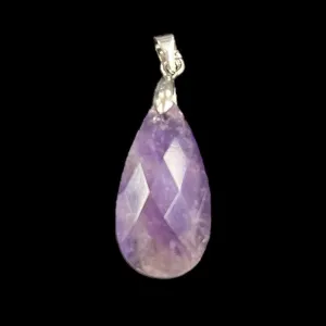 Faceted Teardrop Pendant - Amethyst, Clear Quartz, or Rose Quartz