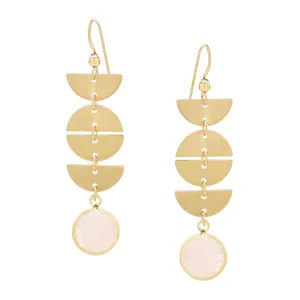 Half Moon Drop Rose Quartz Stone Earrings