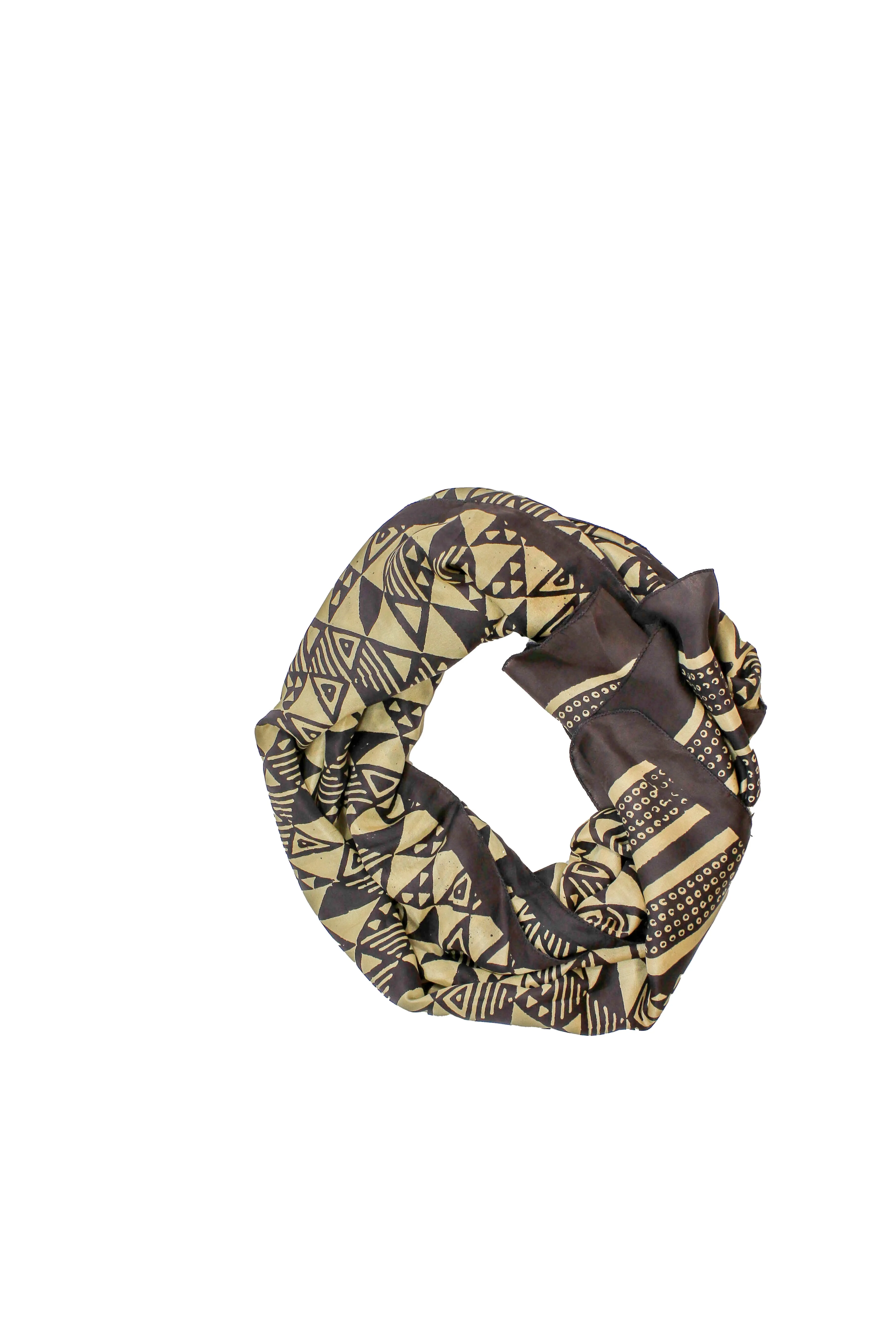 Handmade Silk Block Print Natural Dyes Brown & Beige Scarf