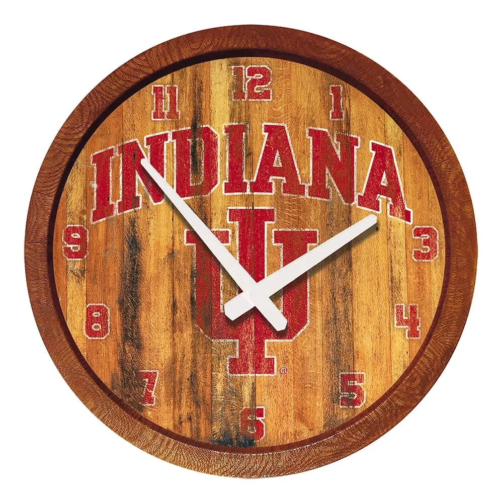 Indiana Hoosiers: Weathered "Faux" Barrel Top Wall Clock
