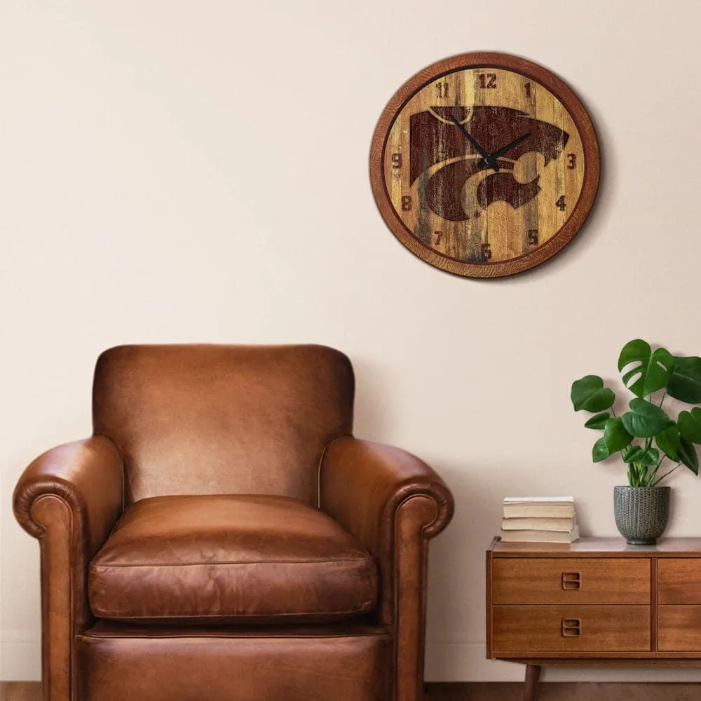 Kansas State Wildcats: Branded "Faux" Barrel Top Wall Clock