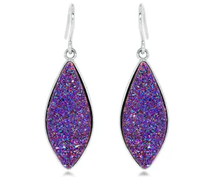 Large Marquise Purple Rainbow Druzy Earrings