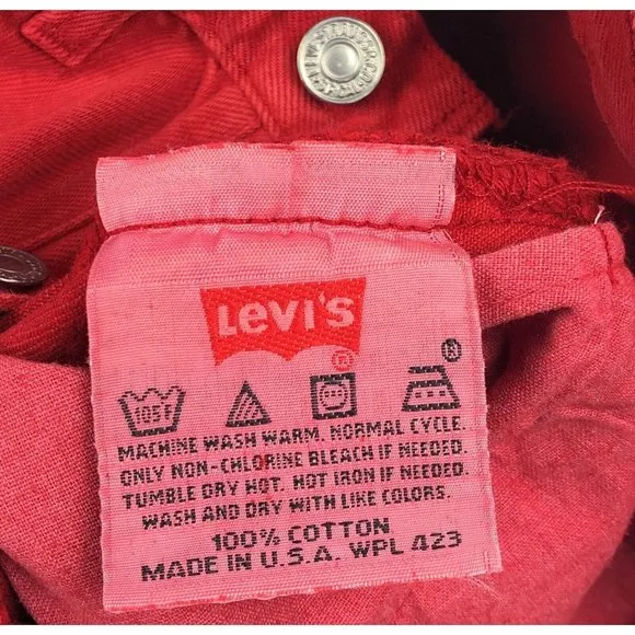 Levis 501 For Women 25x32 Red Jeans Vintage Button Fly Straight Leg Made In USA