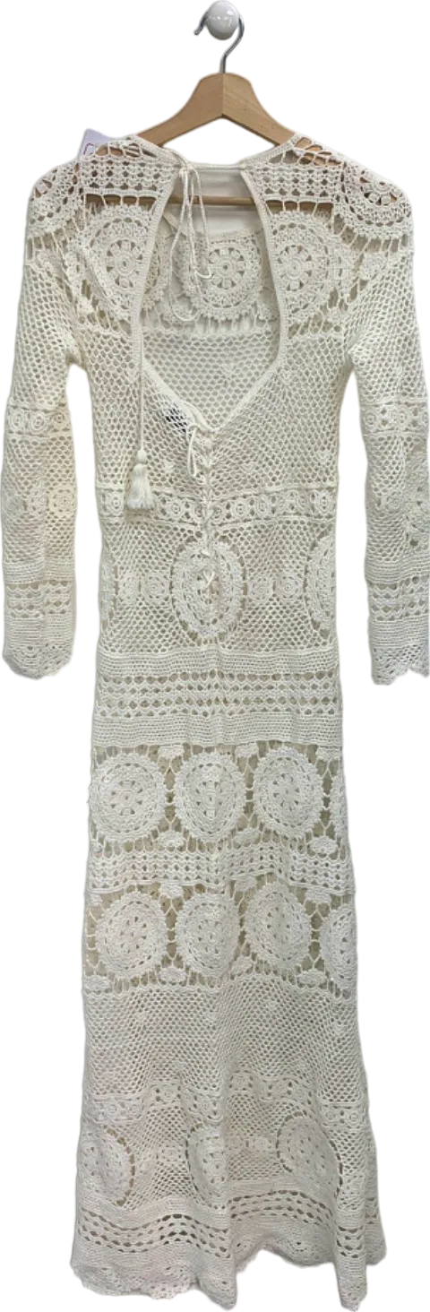 Miss June White Crochet Lace Dress UK S