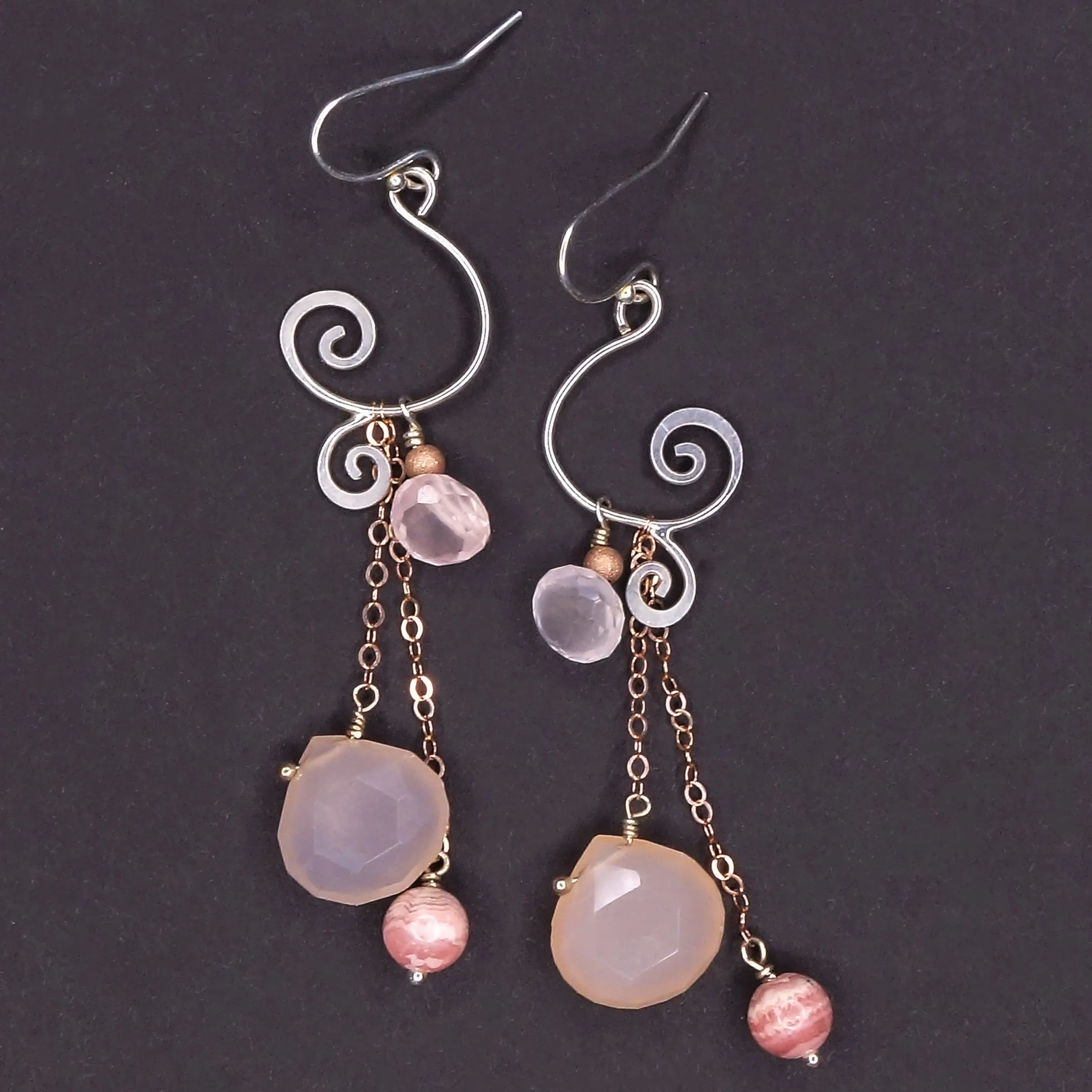 Pink, Powerful, Feminine, Fierce: rose quartz   rhodochrosite earrings