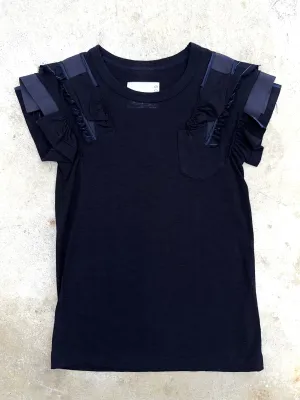Sacai 1709 Wool Ruffle Trim Top