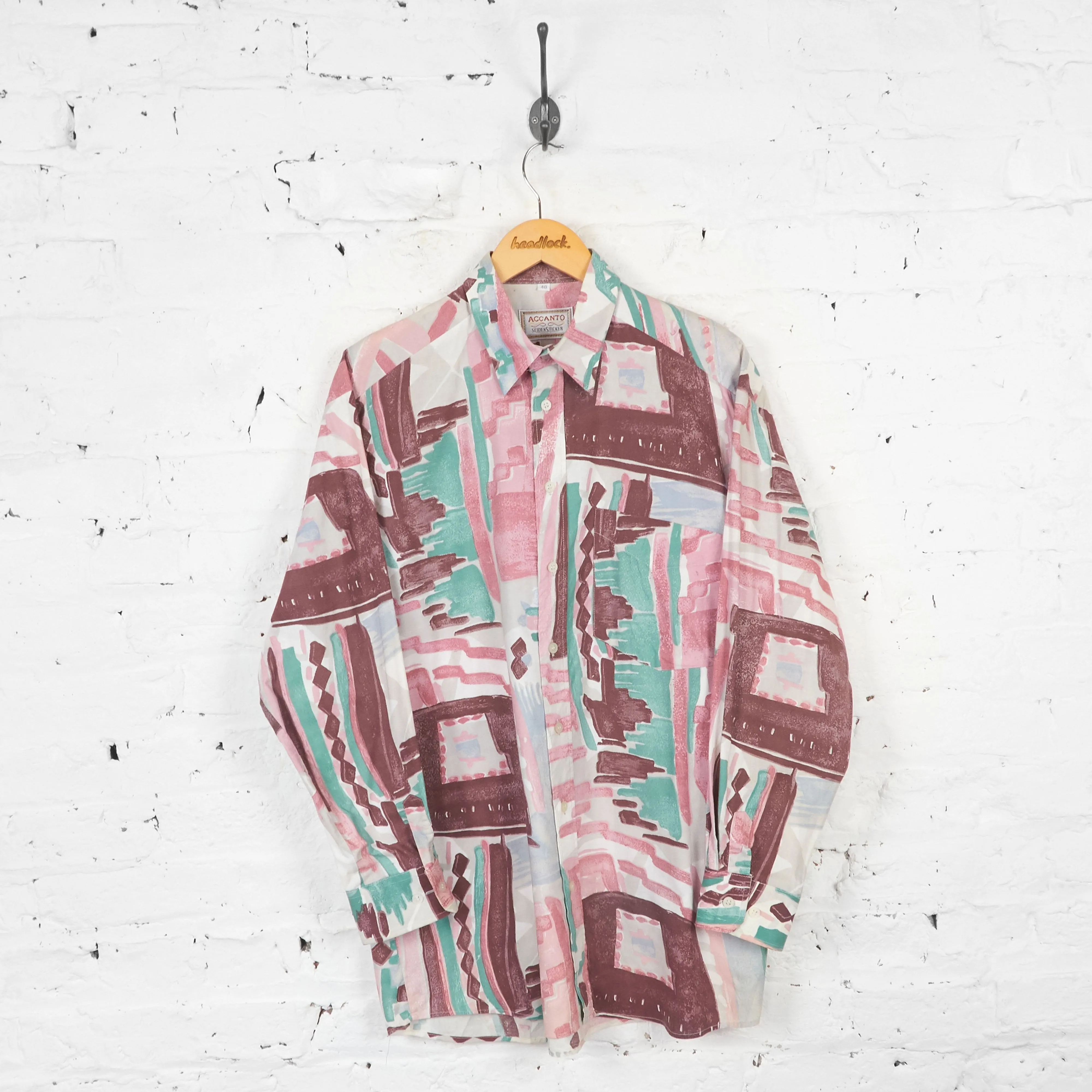 Vintage Abstract Party Shirt - Pink - L