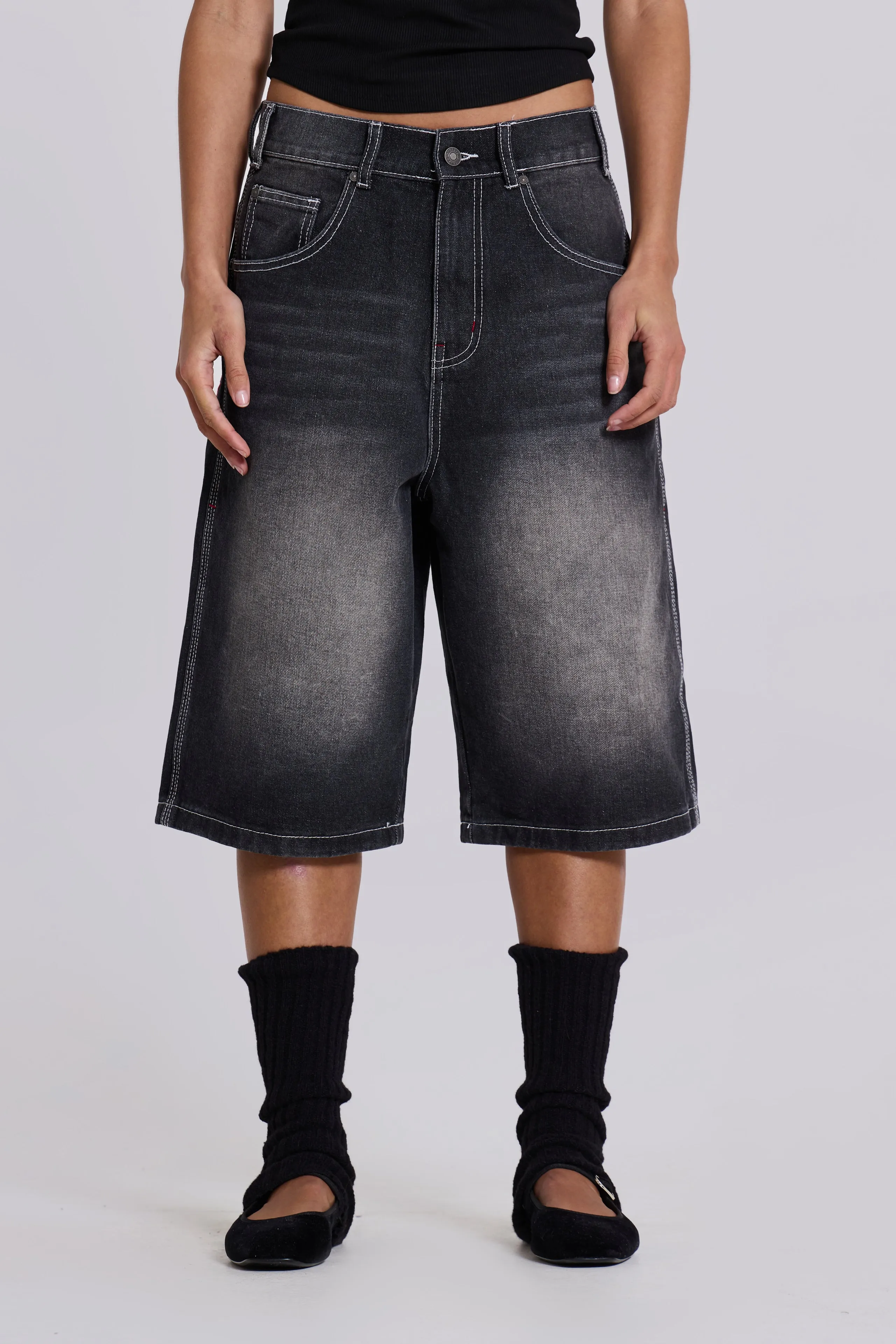 Washed Black Jumbo Jorts