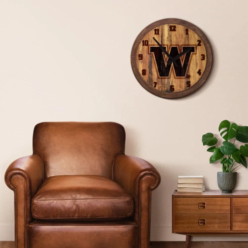 Washington Huskies: Branded "Faux" Barrel Top Wall Clock