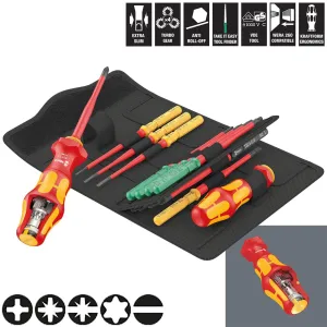 Wera Interchangeable VDE Screwdriver Set Kraftform Kompakt Turbo i 1 Tool Finder 16 Pieces Phillips Torx Pozi Slotted
