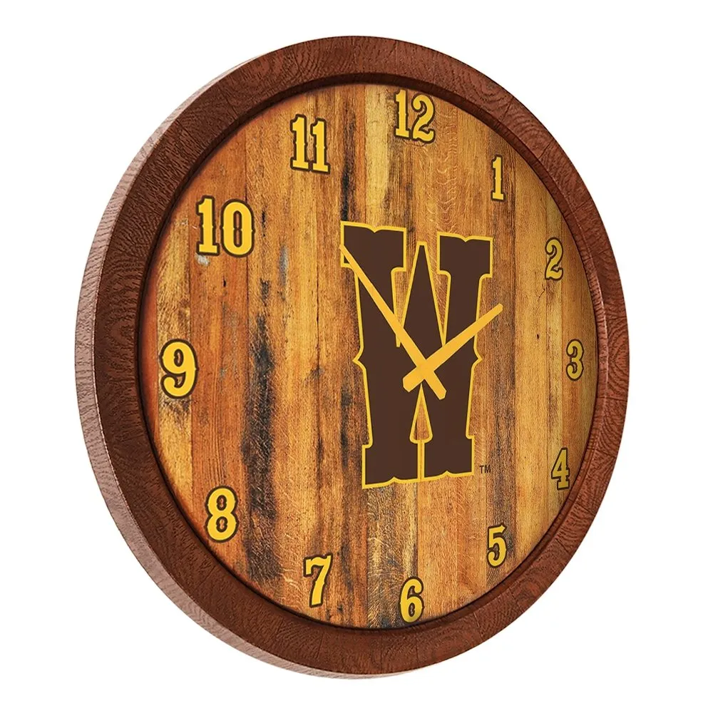 Wyoming Cowboys: W - "Faux" Barrel Top Wall Clock