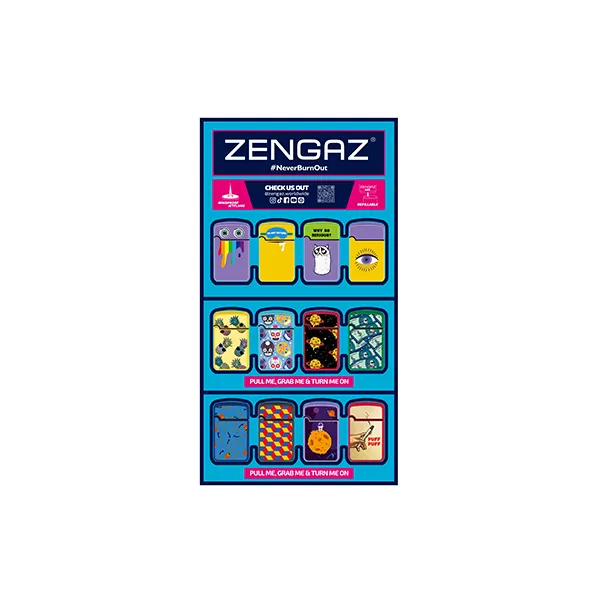 Zengaz Cube ZL-12 Royal Jet (EU-S3) - Jet Flame Lighters Bundle   48 Lighters with Cube display stand